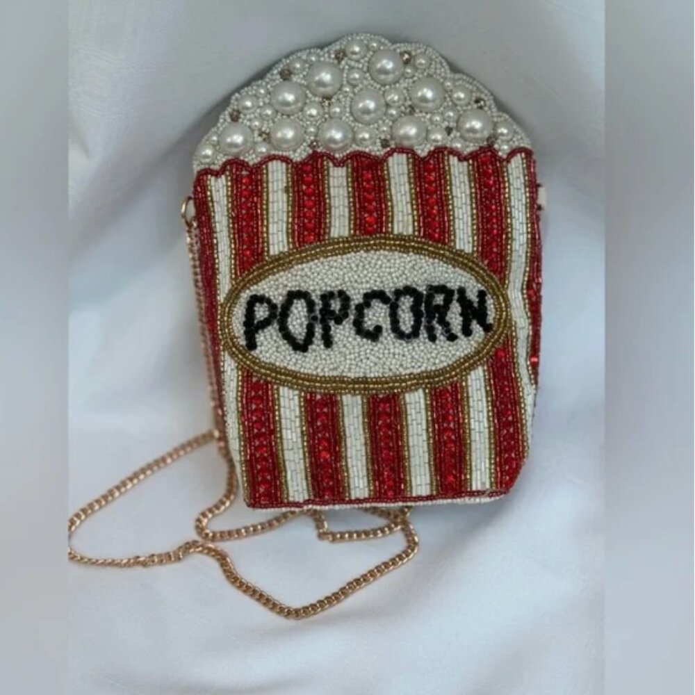 Popcorn Beaded Bag with Faux Pearls Hand Made in India Crossbody Tik Tok Viral